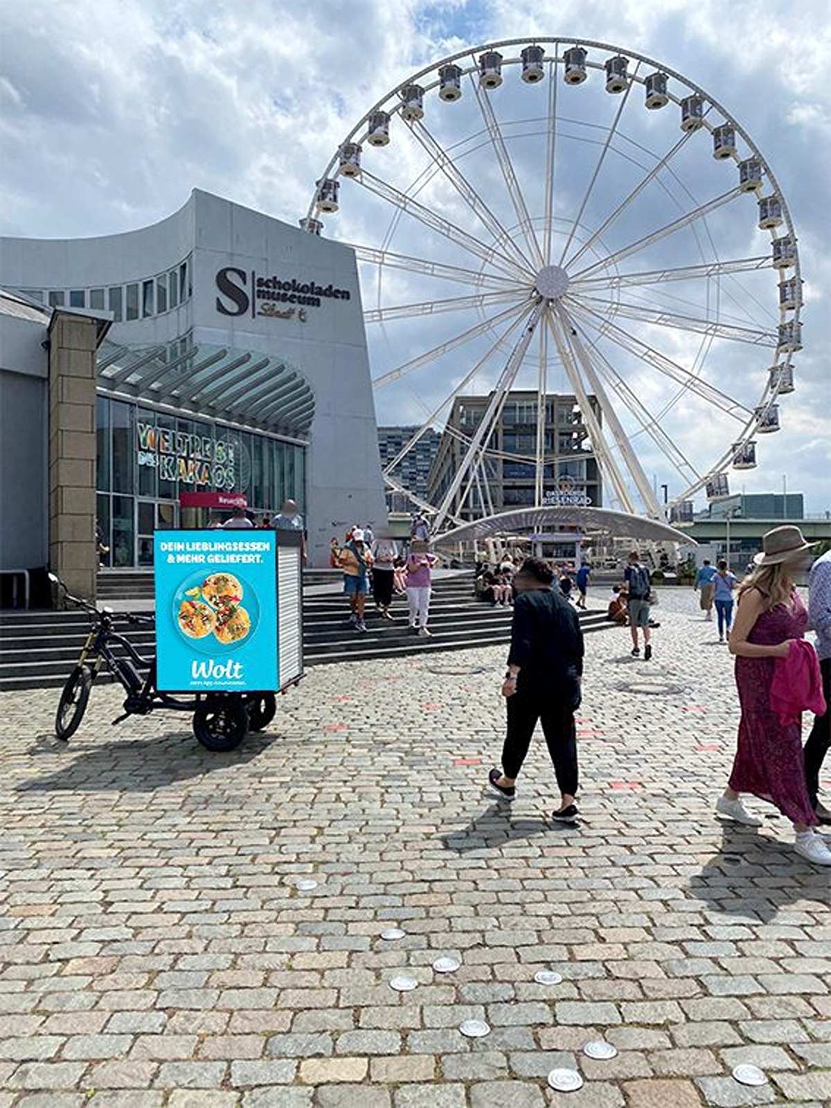 Bicycle advertising right in the middle of downtown Cologne