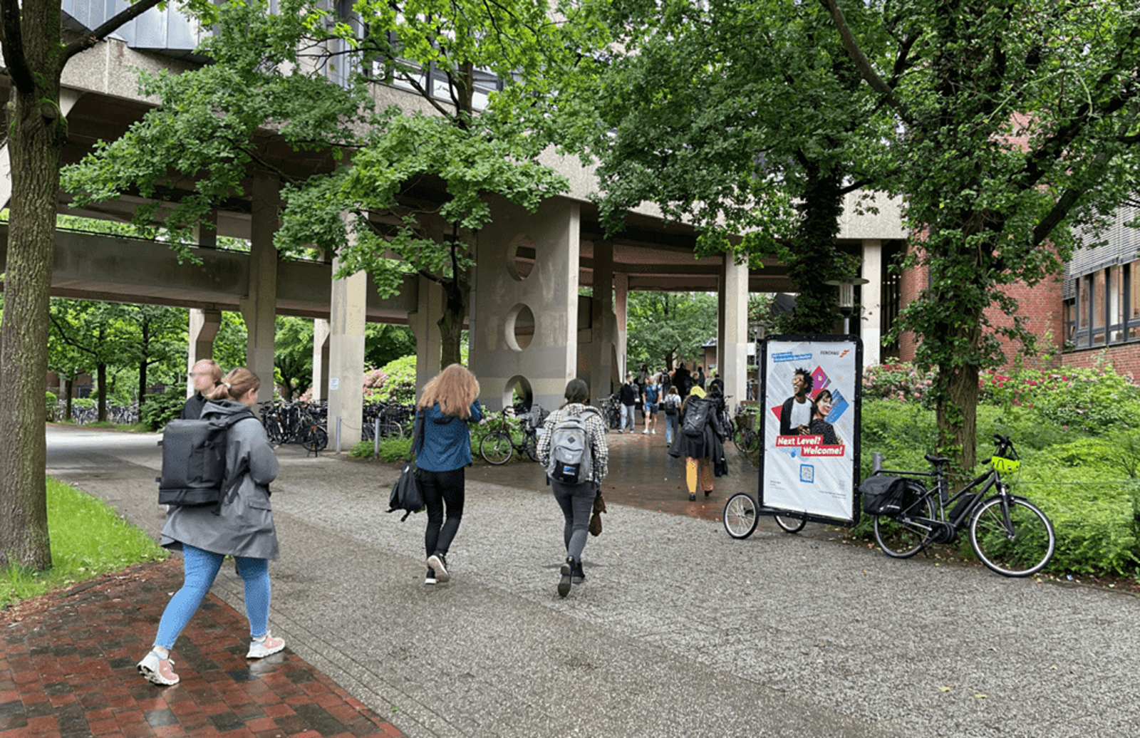 Bicycle advertising on the way to the university