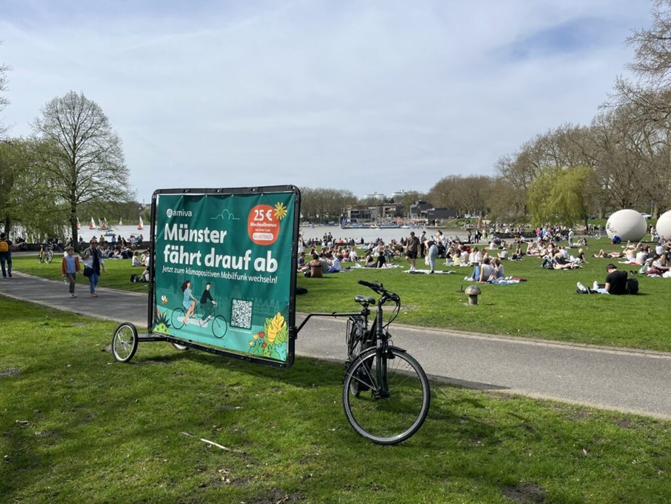 Bicycle advertising in the park in Münster