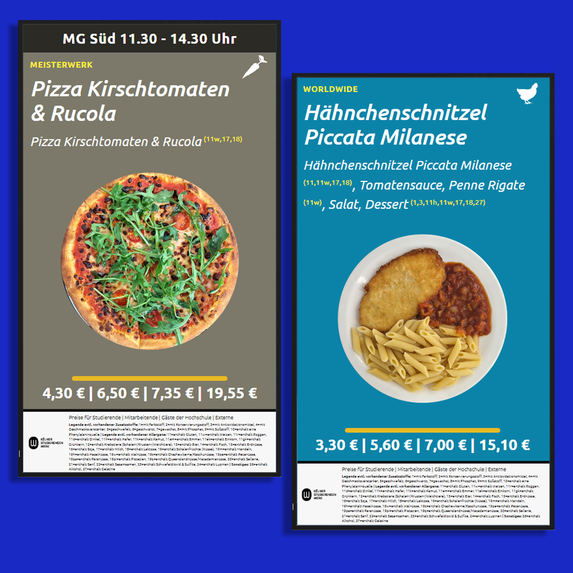 So werden Speisen auf den Screens dargestellt