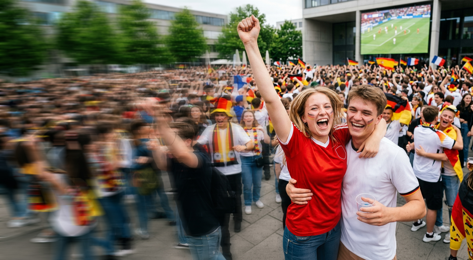Junge Menschen feiern beim Public Viewing und sind besonders affin für WM 2026 Werbeaktionen